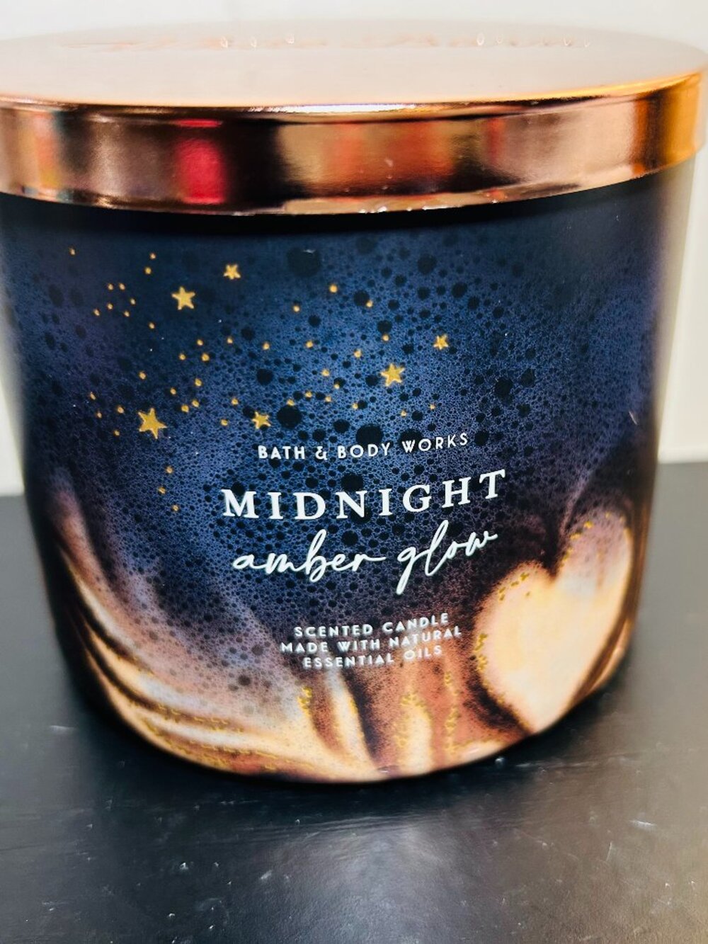 Bath & Body Works Midnight Amber Glow 3-Wick 14.5 oz Candle NEW